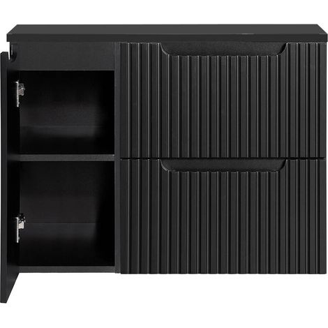 Mobile Sottolavabo da Parete NEWPORT con 2 Cassetti e Armadietto 80 x 60 x 40 cm - Nero [en.casa]