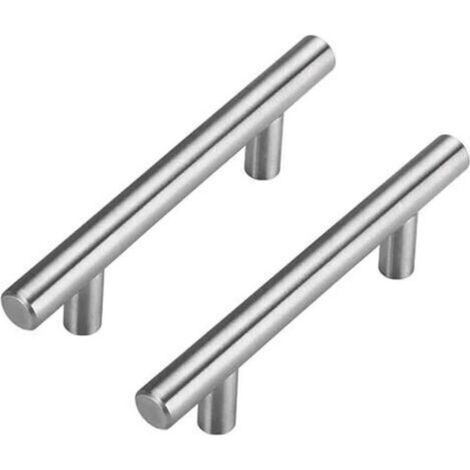 Set mit 2 Türgriffen aus Edelstahl (100 x 10 x 32 mm), Schubladengriffe für Küchenmöbel, 64 mm Lochabstand (1/4)