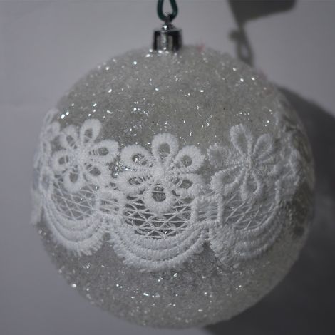 Palline in bianco da addobbi per albero di natale decorazioni natalizie cm 10 (1/2)