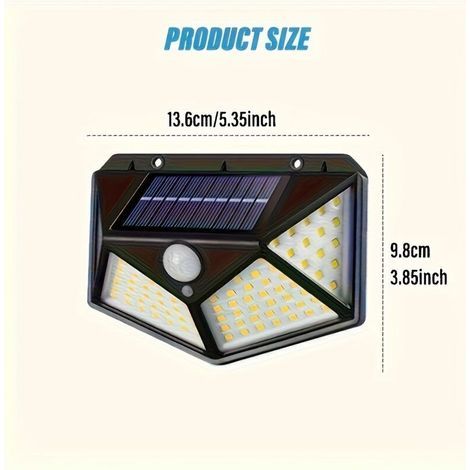Ultrahelle LED-Solarleuchten für den Außenbereich mit Bewegungsmelder – 4-seitige Beleuchtung für Garage, Einfahrt, Garten und Balkon (1/4)