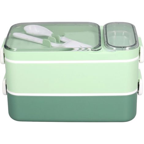 Grüne Bento-Box, doppelwandig, auslaufsicher, mikrowellengeeignet, Lunchbox für Büro oder Studentenwohnheim (1/5)