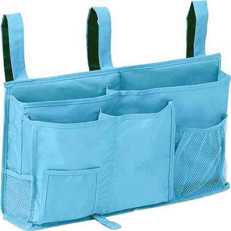 Aufbewahrungstasche für Etagenbetten (blau), Hängebett-Organizer-Tasche, 8 Taschen, für Studentenwohnheimbett, Krankenhausbett, Babybettgitter, 600D Oxford-Stoff