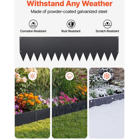 Bordure de Jardin Métal 101,6x25,4 cm Bordure de Pelouse Acier Galvanisé Lot de 6 pour Massifs Fleurs, Allées, Délimitation Espace,… (1/5)