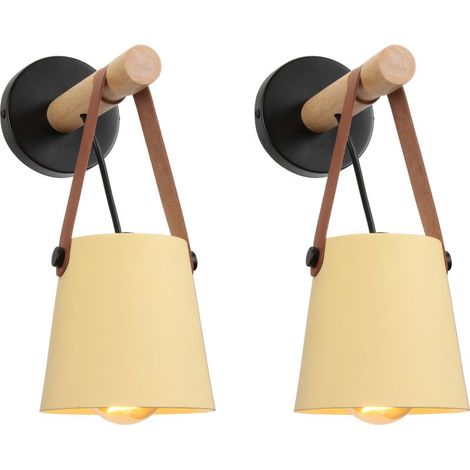 Lot de 2 Applique Murale Intérieur Moderne Lampe Murale Industrielle Décoration Jaune (1/5)