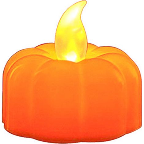 Vela decorativa sin llama con forma de calabaza (1 unidad), luz constante, ideal para uso en interiores o exteriores: cenas, bodas, Navidad, etc. Regalo ideal. (1/5)