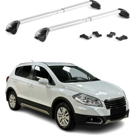 OMAC Barres de toit transversales certifiées TÜV pour Suzuki SX4 S-Cross II 2013-2021 – Verrouillables (4 antivols) – Charge max 100 kg – Fixation durable Argent (1/4)