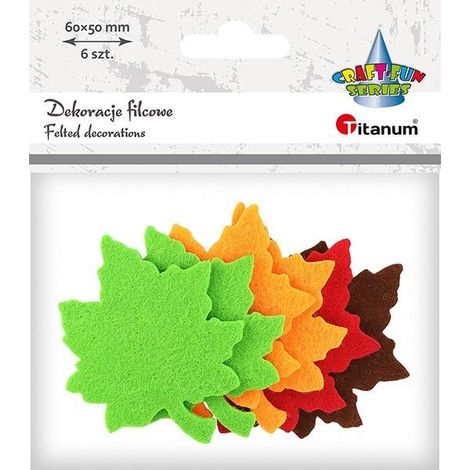 Feuilles d'érable en feutre 50 x 60 mm, lot de 6