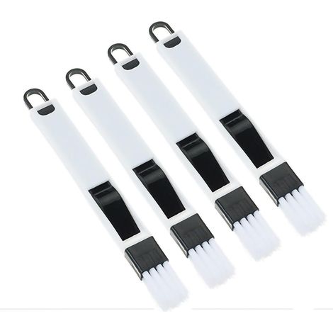 BEBUSINGOTO Juego de 4 cepillos de limpieza pequeños para grietas de ventanas, cepillo de lavado para limpiar fácilmente teclados y persianas, grietas de rieles de umbral de puerta (4 piezas) (1/5)