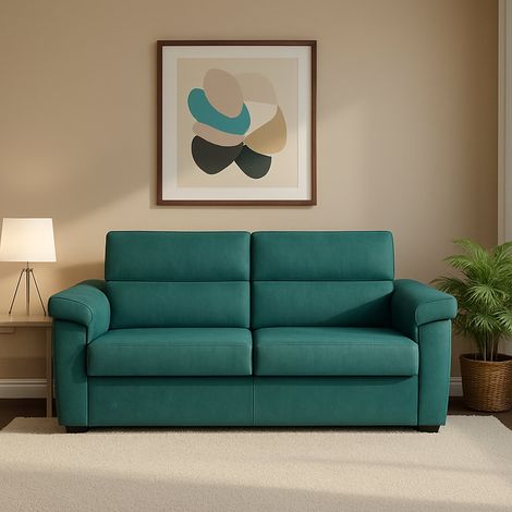 Sofá Cama 2 Plazas Salorno, Desenfundable, Contenedor Made in Italy, Apertura Abatible, 185x95 cm Azul (1/5)