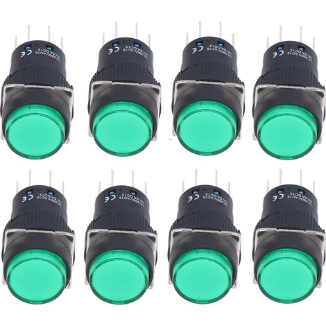 25 selbstverriegelnde Drucktaster, 8-poliger runder ABS-Messingschalter, 220 V, grün, Bedientasten für Bedienfeld (1/5)