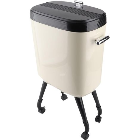 Poubelle Haute, Poubelle étroite de Grande capacité de 15 L avec Pieds à Roulettes et Couvercle Coulissant, Corbeille à Déchets Mince pour Cuisine, Salle de Bain, Salon, Bureau (Blanc crème) (1/5)