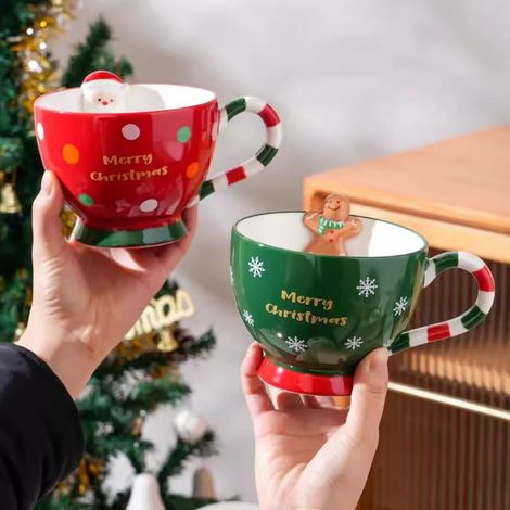 Mug de Noël en céramique, mug festif décoré de biscuits en pain d'épice, mug de Noël-AquaForge (1/5)