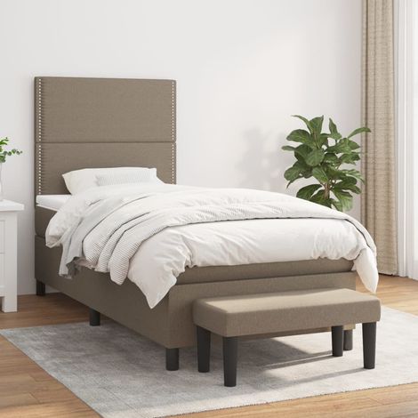 Boxspringbett mit Matratze Taupe 100x200 cm Stoff (1/5)