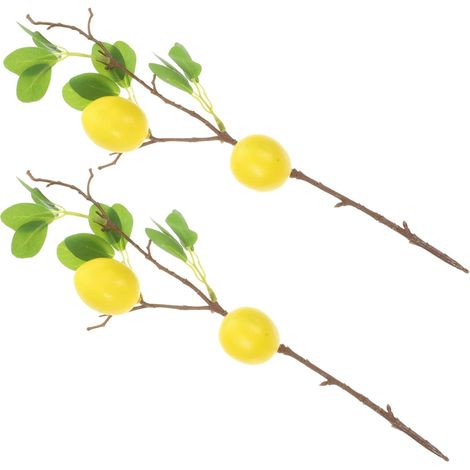 2pièces Décoration De Branche De Citron Plante Artificielle Résistante à Usure Fausse Branche De Citron Domestique Fournitures pour Maison (1/5)