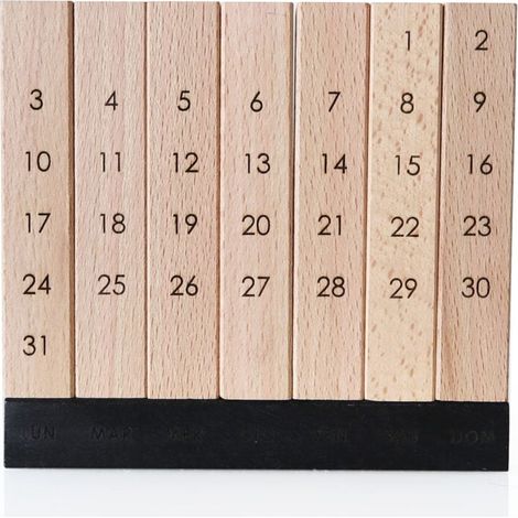 Calendrier perpétuel de bureau en bois FSC avec aimants