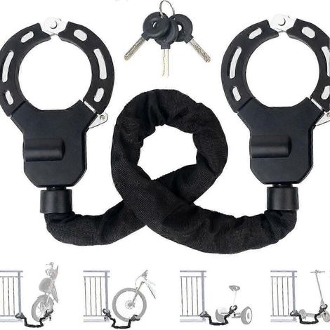Antivol pour trottinette électrique, type menottes avec clé, avec manchon en caoutchouc, haute sécurité, 90 cm, idéal pour trottinettes électriques et vélos.-AquaForge (1/5)