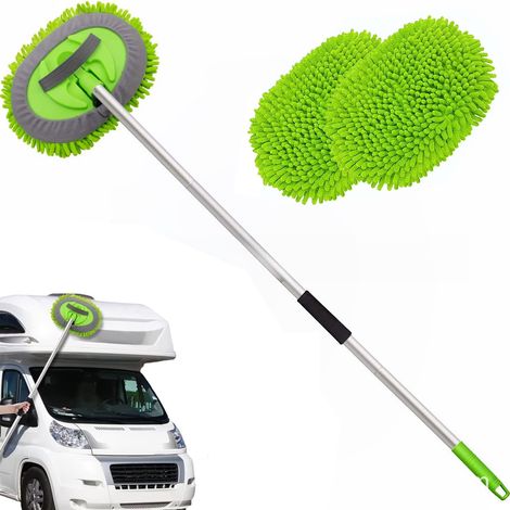 Car Wash Cleaning Tool Set, 157cm Long Mop and Brush, Long Handle, for SUV, Includes 2 Mop Heads, Green (1/5)