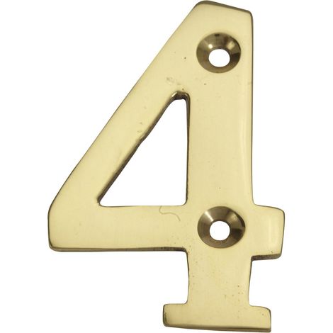 Zahl 4 aus poliertem Messing H.5,1 x B.3,5 cm CENTRALE BRICO