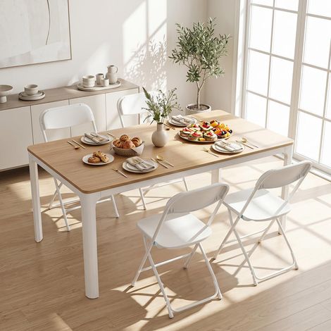 Structure stable et rangement compact, lot de 4 chaises pliantes pour réception, bureau ou terrasse (1/5)