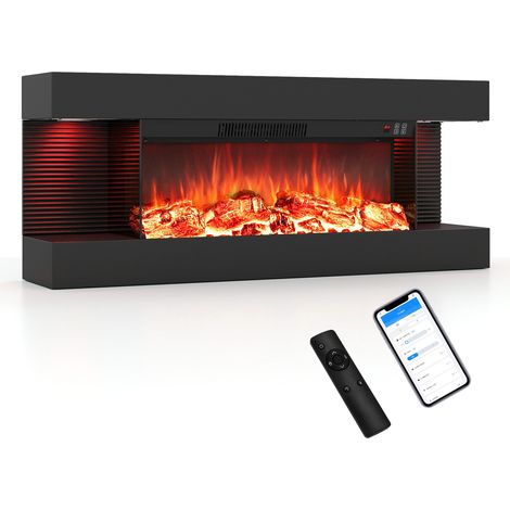 Cheminée Électrique, Puissance de Chauffage 750/1500 W Cheminée Électrique Murale, Flammes 12 Couleurs & Crépitement, Télécommande et Écran Tactile (1/5)