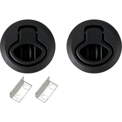 2 Pièces Hatch Serrure de piège pour bateau Flush Pull Latch Noir Flush Pull Hatch Slam Latch Deck Hatch Latch Lock Acier inoxydable Fermeture de porte plate Pull Lock pour navires (1/5)