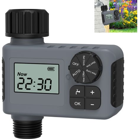 Minuteur d'arrosage, Contrôleur d'irrigation, Programmateur de jardin, Fonction de report en cas de pluie, Système d'arrosage manuel/automatique, Idéal pour jardins, pelouses et terrasses (1/5)