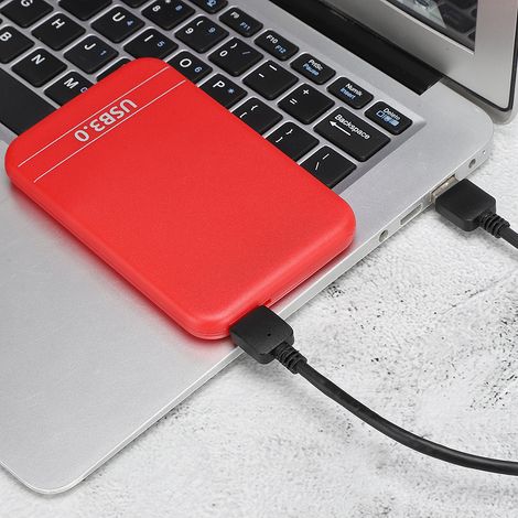 Boîtier pour disque dur 2,5 pouces, ultra-fin et portable, avec interface USB 3.0 pour ordinateur portable (rouge) (1/5)