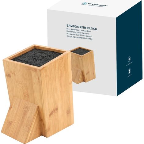 Universal Messerblock Bambus mit Borsten, platzsparend, für alle Messer (1/4)