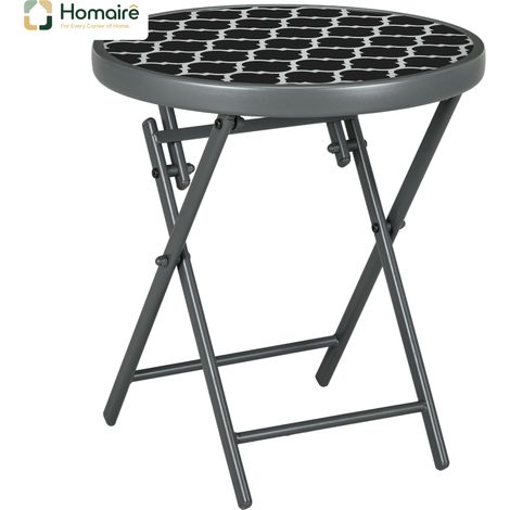HOMAIRE Klapptisch Beistelltisch mit Glasplatte schwarz, ideal für Garten & Camping (1/5)