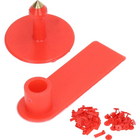 Étiquette d'oreille pour bétail, résistante à la perte, pour porcs, bovins, moutons - Rouge - Lot de 100