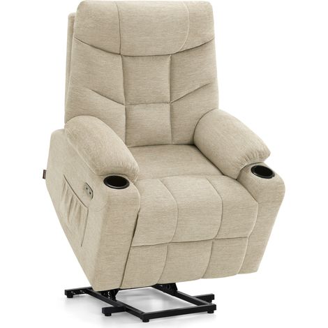 M MCombo Fernsehsessel mit Aufstehhilfe Elektrisch, Sessel mit Aufstehhilfe,  fernsehsessel mit liegefunktion bis 140°, Seniorensessel für Wohnzimmer, mit USB 7286 (Stoff, Beige) (1/5)