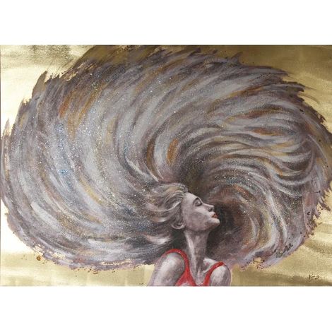 Tableau peinture femme cheveux au vent 120 x 90 cm - WEELNESS (1/3)