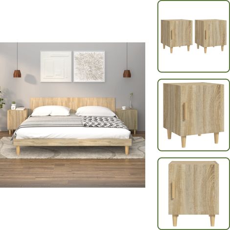 Nachttische 2 Stk. Sonoma-Eiche Holzwerkstoff - Nachttisch - Wohnzimmer Dekoration - Holzwerkstoff Möbel - Kommode - Beistelltisch (1/5)