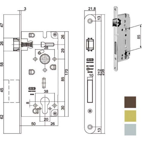 Serrure intérieure en bois Duo E40 Bronzée 851 Agb