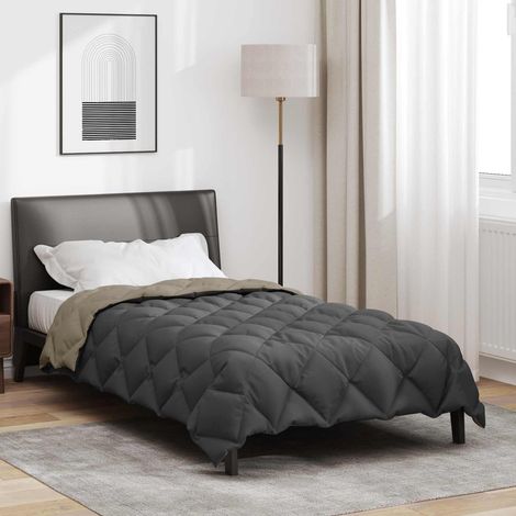 Winterbettdecke Hellgrau und Anthrazit 135 x 220 cm Mikrofaser