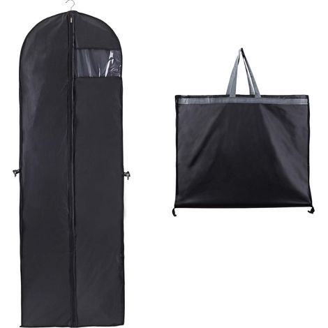 Housse de robe de mariée longue 60x180cm avec fenêtre, anti-poussière, anti-mites et anti-humidité, pliable et portable, fermeture éclair double face (1/5)