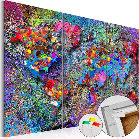 Tableau en Liège "Carte du Monde - Colourful Whirl" 40 x 60 cm (1/2)