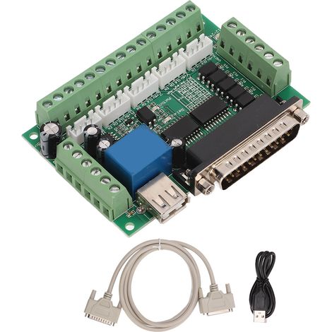 Carte interface 5 axes pour driver moteur pas à pas, avec isolation optocoupleur, câble USB DB25, couleur verte (1/5)