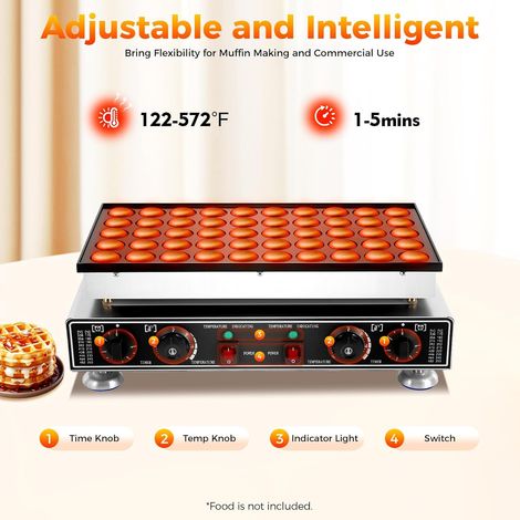 Mini Dutch Pancake Maker  Poffertjes fur 50 Stück Mini-Rundpfannkuchen  1800W Pfannkuchen Maker  Pfannkuchenpfanne mit Schneebesen, Reinigungstücher & Bürsten  Temperaturbereich: 50-300℃