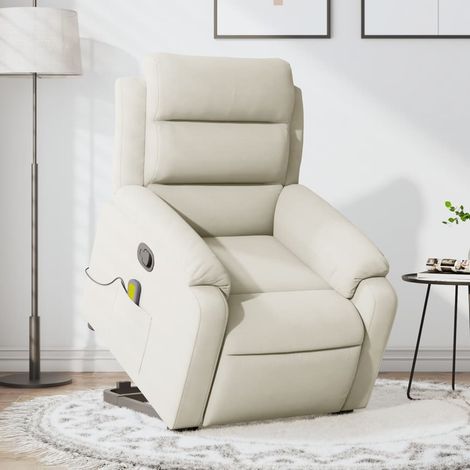 Massagesessel mit Aufstehhilfe Creme Samt vidaXL (1/5)