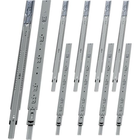 Randaco 5 par 650mm Guías para cajones, extracción total de 3 secciones, cierre suave, acero, carga 45 kg (1/5)