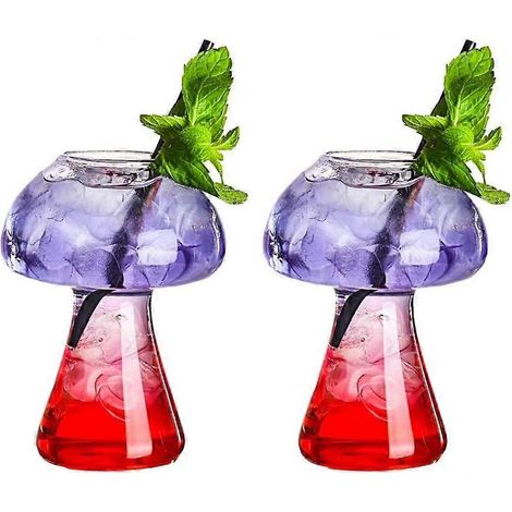 Verres à cocktail en forme de champignon, 250 ml, lot de 2 verres transparents (1/4)