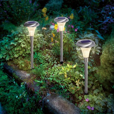 esotec Solar Steckleuchten 3-er Set Capri, 34 cm aus Edelstahl wetterfest 102068 (1/5)