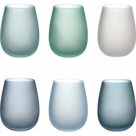 Villa d'Este Home Tivoli 5907741 Shades of Blue Set 6 Bicchieri Frosted in Vetro 500 ml colore Blu