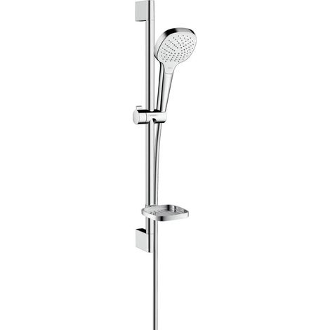 Hansgrohe – Colonne de douche thermostatique Croma Select E 110 Vario – Douche à main 110mm – 3 types de jet – Réglable en hauteur – Supports muraux chromés