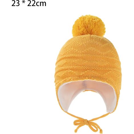 Cappello con paraorecchie per neonato maschio e femmina in autunno e inverno (Giallo) (1/5)