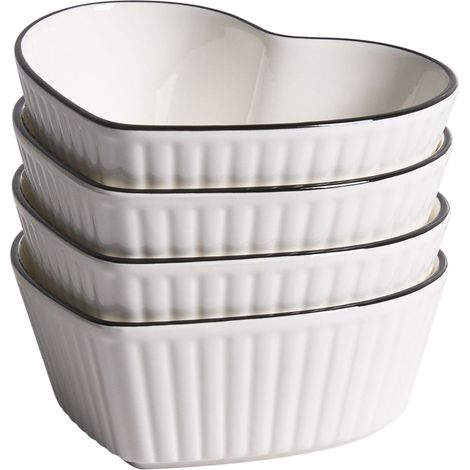 Set di 4 ciotole in porcellana con finitura smaltata trasparente a forma di cuore bianco Mace (1/5)