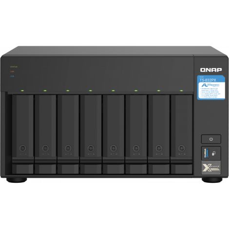 QNAP TS-832PX NAS Torre Ethernet Aluminio, Negro AL324