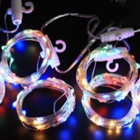 Rideau lumineux 3x3m 300LED fil cuivre télécommande USB décoratif festif multicolore basse consommation