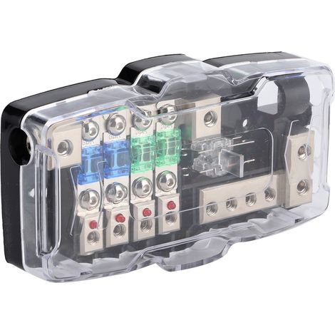 Boîtier de fusibles auto audio 4 voies multifonction avec LED pour SUV, ATV, UTV - Porte-fusibles distributeur stéréo voiture (1/5)